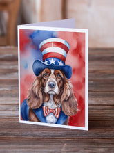 Load image into Gallery viewer, English Cocker Spaniel Patriotic American Greeting Cards - Blank Note Cards – 8-Pack of Artist-Designed Cards with Envelopes