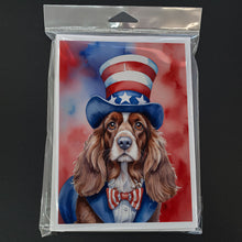 Load image into Gallery viewer, English Cocker Spaniel Patriotic American Greeting Cards - Blank Note Cards – 8-Pack of Artist-Designed Cards with Envelopes