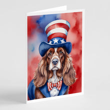 Load image into Gallery viewer, English Cocker Spaniel Patriotic American Greeting Cards - Blank Note Cards – 8-Pack of Artist-Designed Cards with Envelopes