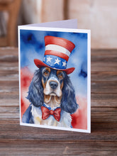 Load image into Gallery viewer, English Cocker Spaniel Patriotic American Greeting Cards - Blank Note Cards – 8-Pack of Artist-Designed Cards with Envelopes