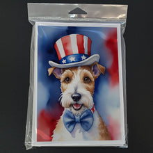 Load image into Gallery viewer, Fox Terrier Patriotic American Greeting Cards - Blank Note Cards – 8-Pack of Artist-Designed Cards with Envelopes