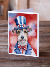 Load image into Gallery viewer, Fox Terrier Patriotic American Greeting Cards - Blank Note Cards – 8-Pack of Artist-Designed Cards with Envelopes