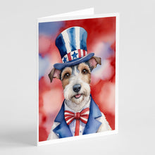Load image into Gallery viewer, Fox Terrier Patriotic American Greeting Cards - Blank Note Cards – 8-Pack of Artist-Designed Cards with Envelopes
