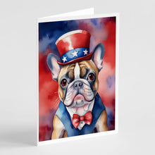 Load image into Gallery viewer, French Bulldog Patriotic American Greeting Cards - Blank Note Cards – 8-Pack of Artist-Designed Cards with Envelopes