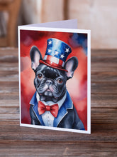Load image into Gallery viewer, French Bulldog Patriotic American Greeting Cards - Blank Note Cards – 8-Pack of Artist-Designed Cards with Envelopes