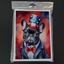 Load image into Gallery viewer, French Bulldog Patriotic American Greeting Cards - Blank Note Cards – 8-Pack of Artist-Designed Cards with Envelopes