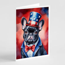 Load image into Gallery viewer, French Bulldog Patriotic American Greeting Cards - Blank Note Cards – 8-Pack of Artist-Designed Cards with Envelopes