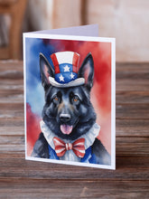 Load image into Gallery viewer, German Shepherd Patriotic American Greeting Cards - Blank Note Cards – 8-Pack of Artist-Designed Cards with Envelopes