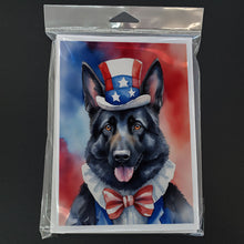 Load image into Gallery viewer, German Shepherd Patriotic American Greeting Cards - Blank Note Cards – 8-Pack of Artist-Designed Cards with Envelopes