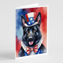 Load image into Gallery viewer, German Shepherd Patriotic American Greeting Cards - Blank Note Cards – 8-Pack of Artist-Designed Cards with Envelopes