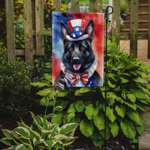 Load image into Gallery viewer, German Shepherd Patriotic American Garden Flag – Dog in Uncle Sam Hat | Red, White &amp; Blue Outdoor Decor