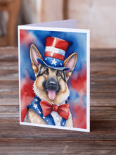 Load image into Gallery viewer, German Shepherd Patriotic American Greeting Cards - Blank Note Cards – 8-Pack of Artist-Designed Cards with Envelopes