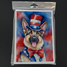 Load image into Gallery viewer, German Shepherd Patriotic American Greeting Cards - Blank Note Cards – 8-Pack of Artist-Designed Cards with Envelopes
