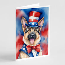 Load image into Gallery viewer, German Shepherd Patriotic American Greeting Cards - Blank Note Cards – 8-Pack of Artist-Designed Cards with Envelopes