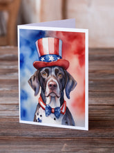 Load image into Gallery viewer, German Shorthaired Pointer Patriotic American Greeting Cards - Blank Note Cards – 8-Pack of Artist-Designed Cards with Envelopes