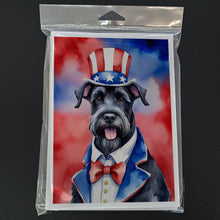 Load image into Gallery viewer, Giant Schnauzer Patriotic American Greeting Cards - Blank Note Cards – 8-Pack of Artist-Designed Cards with Envelopes