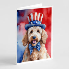 Load image into Gallery viewer, Goldendoodle Patriotic American Greeting Cards - Blank Note Cards – 8-Pack of Artist-Designed Cards with Envelopes