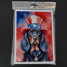 Load image into Gallery viewer, Gordon Setter Patriotic American Greeting Cards - Blank Note Cards – 8-Pack of Artist-Designed Cards with Envelopes