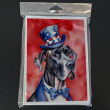 Load image into Gallery viewer, Great Dane Patriotic American Greeting Cards - Blank Note Cards – 8-Pack of Artist-Designed Cards with Envelopes