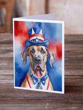 Load image into Gallery viewer, Great Dane Patriotic American Greeting Cards - Blank Note Cards – 8-Pack of Artist-Designed Cards with Envelopes