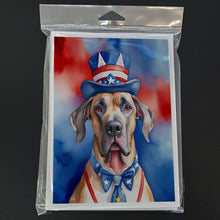 Load image into Gallery viewer, Great Dane Patriotic American Greeting Cards - Blank Note Cards – 8-Pack of Artist-Designed Cards with Envelopes