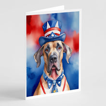Load image into Gallery viewer, Great Dane Patriotic American Greeting Cards - Blank Note Cards – 8-Pack of Artist-Designed Cards with Envelopes