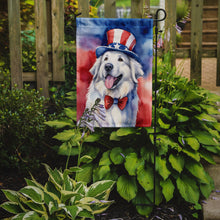 Load image into Gallery viewer, Great Pyrenees Patriotic American Garden Flag – Dog in Uncle Sam Hat | Red, White &amp; Blue Outdoor Decor