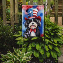 Load image into Gallery viewer, Havanese Patriotic American Garden Flag – Dog in Uncle Sam Hat | Red, White &amp; Blue Outdoor Decor