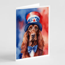 Load image into Gallery viewer, Irish Setter Patriotic American Greeting Cards - Blank Note Cards – 8-Pack of Artist-Designed Cards with Envelopes