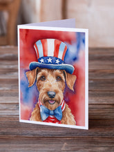 Load image into Gallery viewer, Irish Terrier Patriotic American Greeting Cards - Blank Note Cards – 8-Pack of Artist-Designed Cards with Envelopes