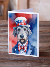 Load image into Gallery viewer, Irish Wolfhound Patriotic American Greeting Cards - Blank Note Cards – 8-Pack of Artist-Designed Cards with Envelopes
