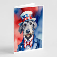 Load image into Gallery viewer, Irish Wolfhound Patriotic American Greeting Cards - Blank Note Cards – 8-Pack of Artist-Designed Cards with Envelopes