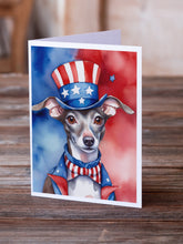 Load image into Gallery viewer, Italian Greyhound Patriotic American Greeting Cards - Blank Note Cards – 8-Pack of Artist-Designed Cards with Envelopes