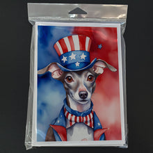 Load image into Gallery viewer, Italian Greyhound Patriotic American Greeting Cards - Blank Note Cards – 8-Pack of Artist-Designed Cards with Envelopes