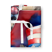 Load image into Gallery viewer, Keeshond Patriotic American Apron – Artist-Designed Kitchen, BBQ &amp; Craft Apron