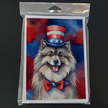 Load image into Gallery viewer, Keeshond Patriotic American Greeting Cards - Blank Note Cards – 8-Pack of Artist-Designed Cards with Envelopes