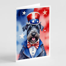 Load image into Gallery viewer, Kerry Blue Terrier Patriotic American Greeting Cards - Blank Note Cards – 8-Pack of Artist-Designed Cards with Envelopes