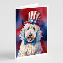 Load image into Gallery viewer, Komondor Patriotic American Greeting Cards - Blank Note Cards – 8-Pack of Artist-Designed Cards with Envelopes