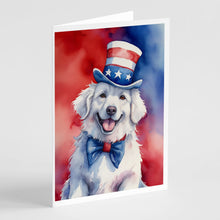 Load image into Gallery viewer, Kuvasz Patriotic American Greeting Cards - Blank Note Cards – 8-Pack of Artist-Designed Cards with Envelopes