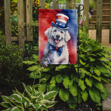 Load image into Gallery viewer, Kuvasz Patriotic American Garden Flag – Dog in Uncle Sam Hat | Red, White &amp; Blue Outdoor Decor