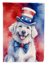 Load image into Gallery viewer, Kuvasz Patriotic American Garden Flag – Dog in Uncle Sam Hat | Red, White &amp; Blue Outdoor Decor