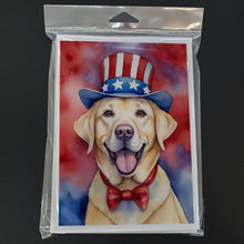 Load image into Gallery viewer, Labrador Retriever Patriotic American Greeting Cards - Blank Note Cards – 8-Pack of Artist-Designed Cards with Envelopes
