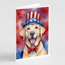 Load image into Gallery viewer, Labrador Retriever Patriotic American Greeting Cards - Blank Note Cards – 8-Pack of Artist-Designed Cards with Envelopes