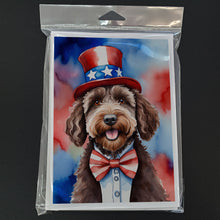 Load image into Gallery viewer, Labradoodle Patriotic American Greeting Cards - Blank Note Cards – 8-Pack of Artist-Designed Cards with Envelopes