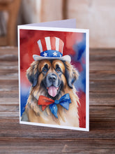 Load image into Gallery viewer, Leonberger Patriotic American Greeting Cards - Blank Note Cards – 8-Pack of Artist-Designed Cards with Envelopes