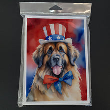 Load image into Gallery viewer, Leonberger Patriotic American Greeting Cards - Blank Note Cards – 8-Pack of Artist-Designed Cards with Envelopes