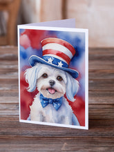 Load image into Gallery viewer, Maltese Patriotic American Greeting Cards - Blank Note Cards – 8-Pack of Artist-Designed Cards with Envelopes