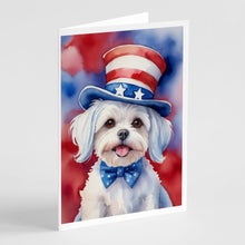 Load image into Gallery viewer, Maltese Patriotic American Greeting Cards - Blank Note Cards – 8-Pack of Artist-Designed Cards with Envelopes