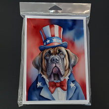 Load image into Gallery viewer, Mastiff Patriotic American Greeting Cards - Blank Note Cards – 8-Pack of Artist-Designed Cards with Envelopes