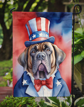 Load image into Gallery viewer, Mastiff Patriotic American Garden Flag – Dog in Uncle Sam Hat | Red, White &amp; Blue Outdoor Decor